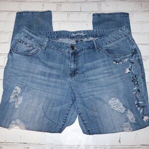 💙✨ Amethyst Distressed Embroidered Jeans · Size 20 Regular